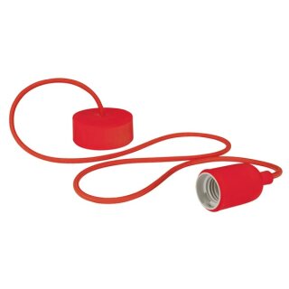 DESIGN-PENDELLEUCHTE MIT TEXTILKABEL - ROT