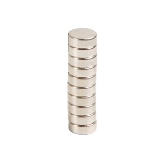 Velleman - MAGNET5 - Magnet, ultra Stark, 10 stück, rund, Ø 8 x 3 mm, Neodym, Silber, ideal für Kühlschrank oder Magnetboard