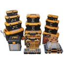 Perel Tools - OM19M - Werkzeugkasten, Polypropylen, herausnehmbarer Werkzeugträger, 3 Organizer im Deckel, aufklappbarer Tragegriff, Metallverschlüsse, Schwarz/Gelb, 486 x 267 x 242 mm