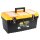 Perel Tools - OM19M - Werkzeugkasten, Polypropylen, herausnehmbarer Werkzeugträger, 3 Organizer im Deckel, aufklappbarer Tragegriff, Metallverschlüsse, Schwarz/Gelb, 486 x 267 x 242 mm