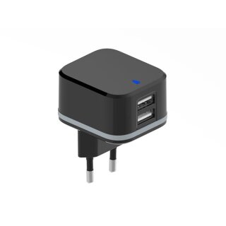 HQ Power - PSS6EUSB35B - USB-Ladegerät mit 2 USB-Anschlüssen, 5 V 3.4 A 17 W, ideal für Handys, Smartphones, Tablets, GPS und mehr