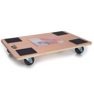 Toolland - QT115 - Möbelroller, mit rutschfester Beschichtung, 4 Pads, integrierter Griff, 4 Gummi-Lenkrollen, aus Sperrholz, Tragfähigkeit bis zu 400 kg, gut manövrierbar, 10,5 x 65 x 40 cm