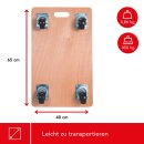 Toolland - QT115 - Möbelroller, mit rutschfester Beschichtung, 4 Pads, integrierter Griff, 4 Gummi-Lenkrollen, aus Sperrholz, Tragfähigkeit bis zu 400 kg, gut manövrierbar, 10,5 x 65 x 40 cm