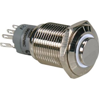 Velleman R1710W Hoher Rundmetallschalter SPDT 1NO/1NC mit weißem LED-Ring