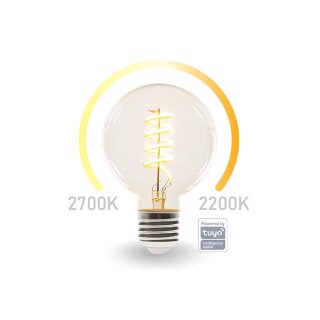 Perel - SMART1212 - Smart-WI-FI-LED-Lampe mit Filament - Warmweiß & intensiv Warmweiß - E27 - G95