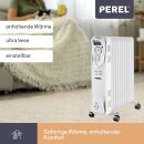 Perel - TC78011N - 2500W Ölradiator mit 11 Rippen, 3 Heizstufen, einstellbarem Thermostat, Griff, Rädern, Überhitzungs- und Kippschutz