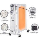 Perel - TC78011N - 2500W Ölradiator mit 11 Rippen, 3 Heizstufen, einstellbarem Thermostat, Griff, Rädern, Überhitzungs- und Kippschutz