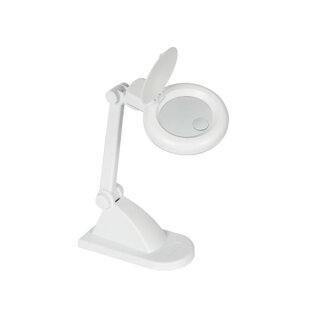 SCHREIBTISCHLAMPE MIT LUPE 3 + 12 DIOPTRIEN - 12W - WEIß