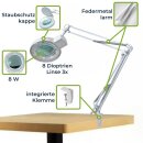 Velleman - VTLLAMP4WN - LED-Lupenleuchte, Klemmfuß, Gelenkarm, Linsenkappe, 60 LEDs, Vergrößerung 3x, weiß