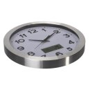 Aluminium-Wanduhr Mit LCD, Thermometer, Hygrometer & Wettervorhersage - Ø 35 cm
