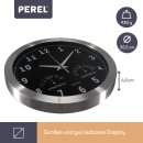 Perel WC118 Analoge Wanduhr 35,5 cm | DCF, Thermometer & Hygrometer
