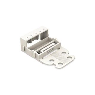 BEFESTIGUNGSADAPTER - FÜR 5-LEITER-VERBINDUNGSKLEMMEN - SERIE 221 - 4 mm² - MIT RASTFUß FÜR STEHENDE MONTAGE - WEIß