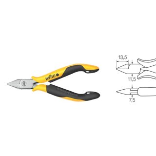 Wiha Seitenschneider Professional ESD breiter, spitzer Kopf ohne Wate (26821) 115 mm