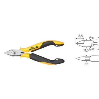 Wiha Seitenschneider Professional ESD breiter, spitzer Kopf und Drahthaltefeder mit kleiner Wate (26822) 115 mm