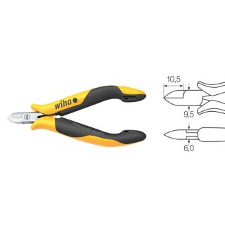 Wiha Seitenschneider Professional ESD schmaler, halbrunder Kopf mit kleiner Wate (27447) 115 mm