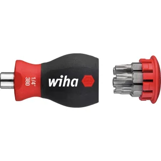 Wiha Stubby Schraubendreher mit Bit-Magazin TORX® – Magnetischer 1/4" Bithalter mit 6 TORX Bits (33744)