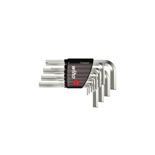 Wiha Stiftschlüssel Set im Compact Halter Sechskant 11-tlg. kurz, glanzvernickelt (36449)