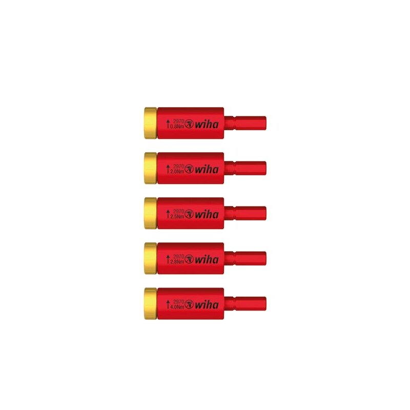 Wiha EasyTorque Drehmoment-Adapter Set – 5-teilig, 0,8–4,0 Nm, Für SlimBits & SlimVario, VDE Geprüft Bis 1000 V