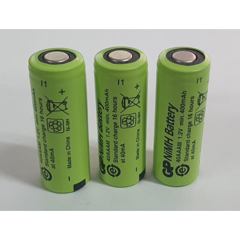 10x GP Akku 2/3 AAA 1,2V / 400mAh GP40AAAM Micro NiMH Akku Höhe 29,7mm