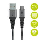 goobay - USB-C™ auf USB-A Textilkabel mit Metallsteckern (spacegrau/silber) 1,0 m