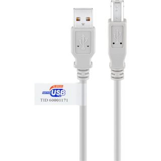 goobay - USB 2.0 Hi-Speed Kabel mit USB Zertifikat, Grau - USB 2.0-Stecker (Typ A) > USB 2.0-Stecker (Typ B) - 3 Meter