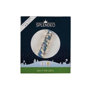 Velleman - CODE-11745 - Medium density lightchain - 450 LEDs - Arizona white (blass Orange) - grünes Kabel - 36 m - Zuleitung: 3 m - Transformator