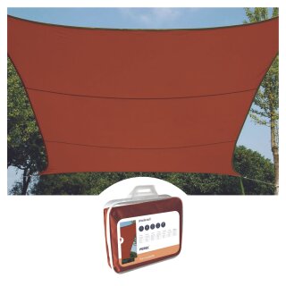 Sonnensegel 5 x 5 m, quadratisch für Garten und Terrasse, wasserabweisendes Polyester 160 g/m2, UV-Schutz 90%, atmungsaktives Sonnensegel mit Edelstahl O-Ringen, terrakotta