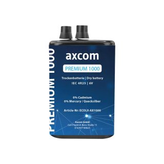 axcom -  Premium1000 - Zink-Kohle Batterie 4R25 - 6 Volt 9000mAh Zn/C mit Spiralkontakten für Warnleuchte