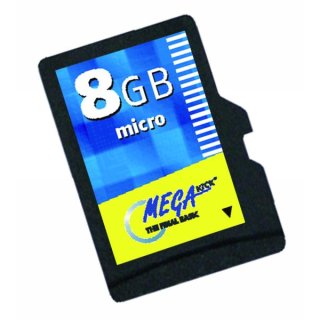 Micro SD Speicher-/Memorykarte (TransFlash), 8GB, HC, inkl. Adapter