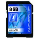 Micro SD Speicher-/Memorykarte (TransFlash), 8GB, HC, inkl. Adapter