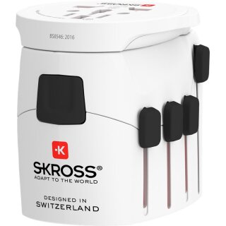 SKROSS - World Adapter PRO - Reiseadapter - geeignet für alle geerdeten und ungeerdeten Geräte (2- und 3-polig)