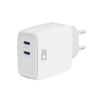 USB-Ladegerät, 2 x USB-C, Power Delivery-Funktion, 65W, 3,25A, weiß