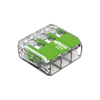 Kompakter Spleißverbinder 3 x 0,2 - 4 mm² für alle Kabeltypen - grün