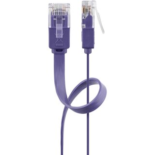 goobay - CAT 6 Flach-Patchkabel, U/UTP, violett 2 Meter - Kupferleiter (CU)
