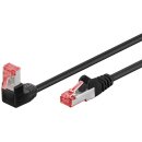 CAT 6 Patchkabel 1x 90° gewinkelt, S/FTP (PiMF), schwarz, 0,25 m
