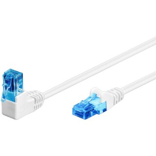 CAT 6A Patchkabel 1x 90° gewinkelt, U/UTP, weiß