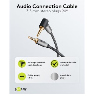 Audio Verbindungskabel AUX, 3,5 mm stereo, 90°, 1 m