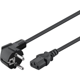 Abgewinkeltes Kaltgeräte-Anschlusskabel, 3 m, Schwarz
