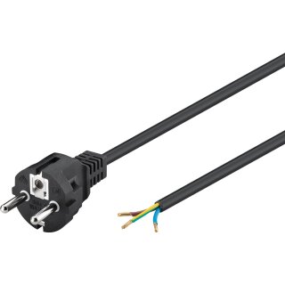 Schutzkontaktkabel zum Konfektionieren, 1,5 m, Schwarz