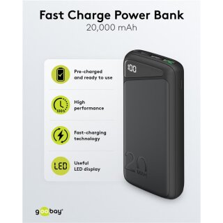 Schnelllade-Powerbank 20.000 mAh (USB-C™ PD, QC 3.0)