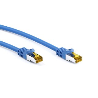 RJ45 Patchkabel CAT 6A S/FTP (PiMF), 500 MHz mit CAT 7 Rohkabel, blau