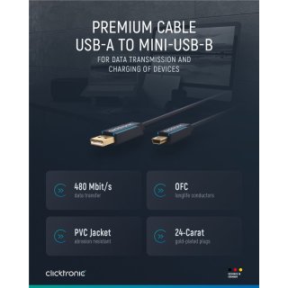 USB-A-auf-USB-Mini-B 2.0 Adapterkabel