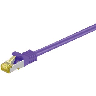 RJ45 Patchkabel CAT 6A S/FTP (PiMF), 500 MHz mit CAT 7 Rohkabel, violett