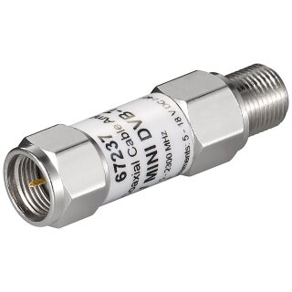 goobay - Mini Koaxialkabel-Verstärker 18 dB (DVB-T/SAT) - F-Stecker > F-Buchse