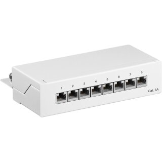CAT 6a Mini/Desktop Patch Panel, 8 Port, (1 HE)