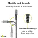 Micro-USB-auf-USB-A-Textilkabel mit Metallsteckern (spacegrau/silber), 0,5 m