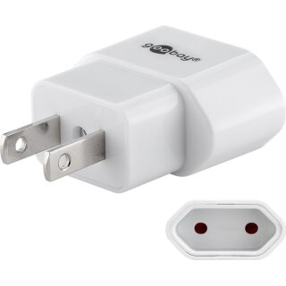 goobay - Netzadapter US/Japan, Weiß - US/Japan-Stecker (Typ A, NEMA 1-15, 2-polig) > Eurostecker (Typ C, CEE 7/16)
