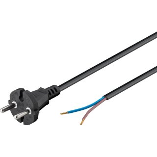 Universal Staubsauger Anschlusskabel 10 m, Schwarz - Konturenstecker (Typ C, CEE 7/17) > lose Kabelenden