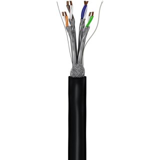 CAT 6A Outdoor Netzwerkkabel, S/FTP (PiMF), schwarz, 100m
