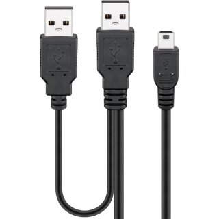 USB 2.0 Hi-Speed Dual-Power-Kabel, schwarz
